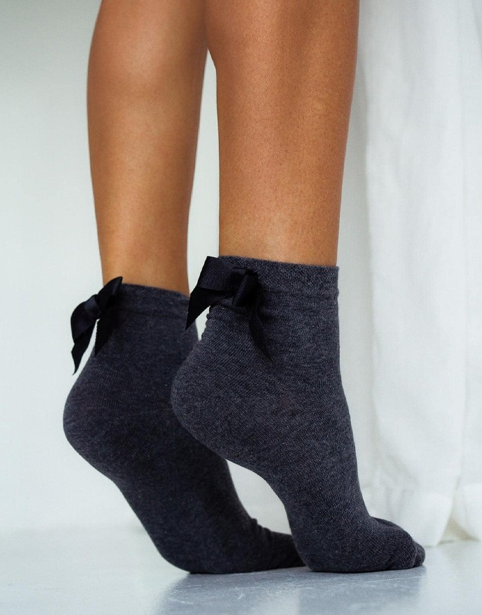 Sieviešu zeķes "Cotton With a Bow Black" Dark