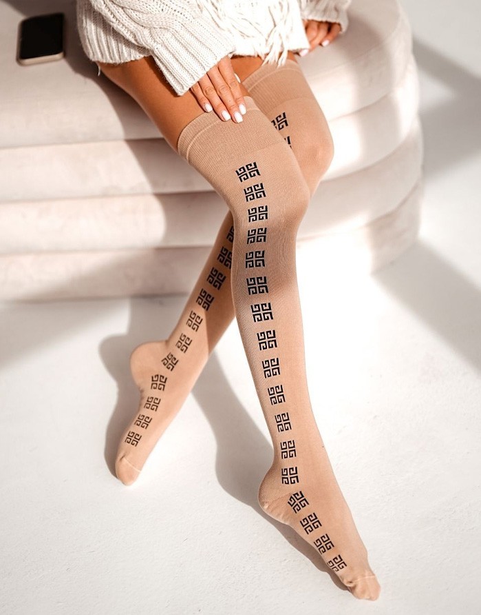 Sieviešu zeķes "GG Pattern Long" Beige