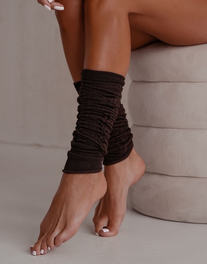 Women's leg warmers "Openwork Leg Warmer" Brown