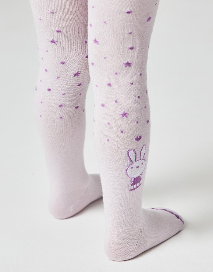 Tights for children ''Dreaming bunny" Light Violet