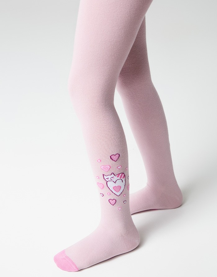Zeķubikses bērniem ''Hearty Cat" Pink