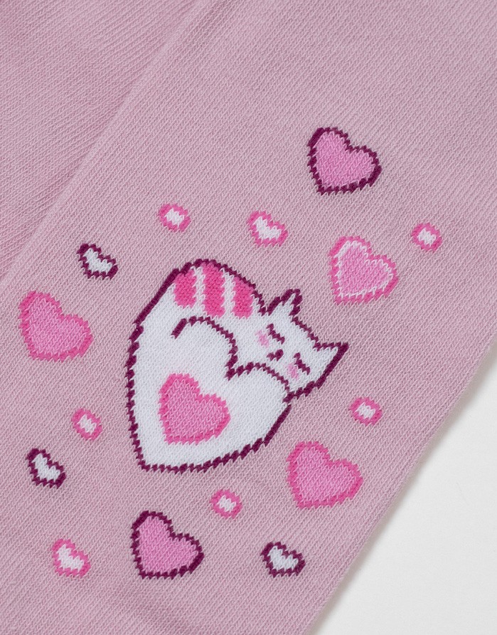 Zeķubikses bērniem ''Hearty Cat" Pink