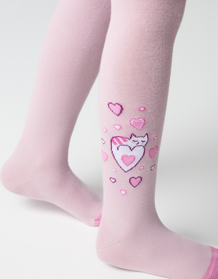 Tights for children ''Hearty Cat" Pink
