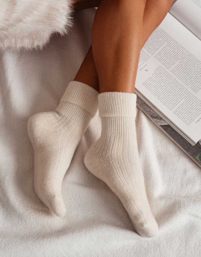 Sieviešu zeķes "Ebba Alpaca Wool" Cream