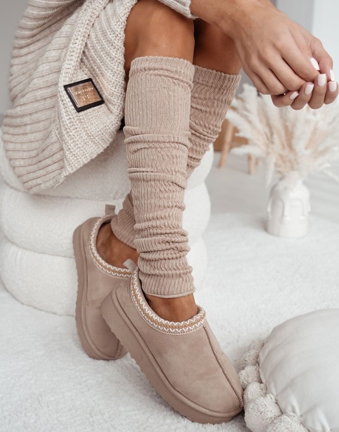 Sieviešu getras "Cotton Ribbed Leg" Beige