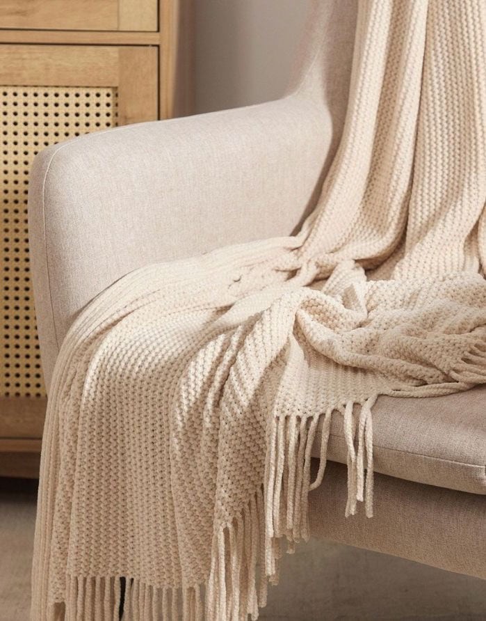 Pleds "Chenille Ecru" 130x170 cm