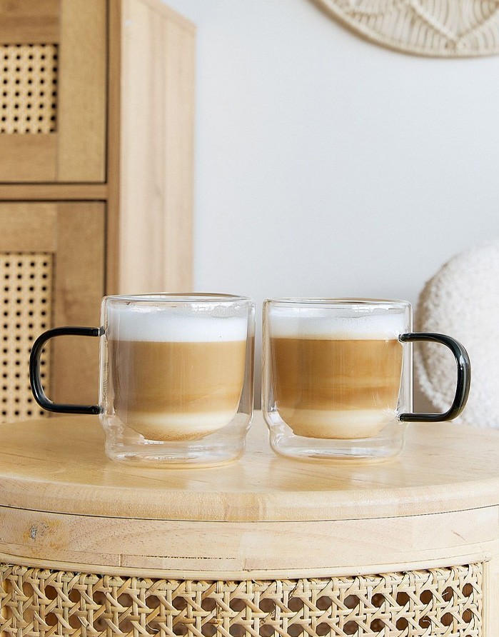 Double glass cups "CEMBRA RETRO", 2 pcs