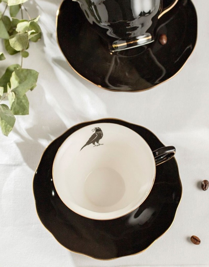 Cup and saucer "BARIK Black Crow"