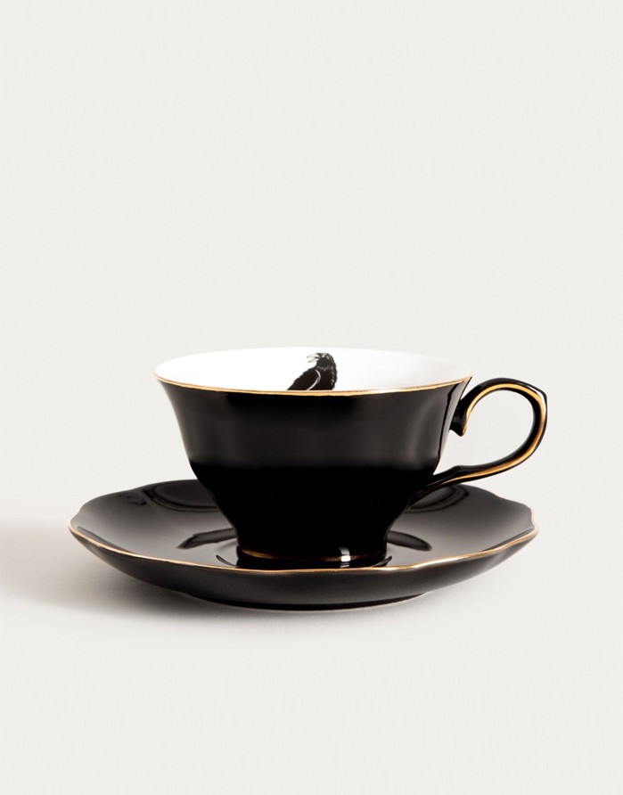 Cup and saucer "BARIK Black Crow"