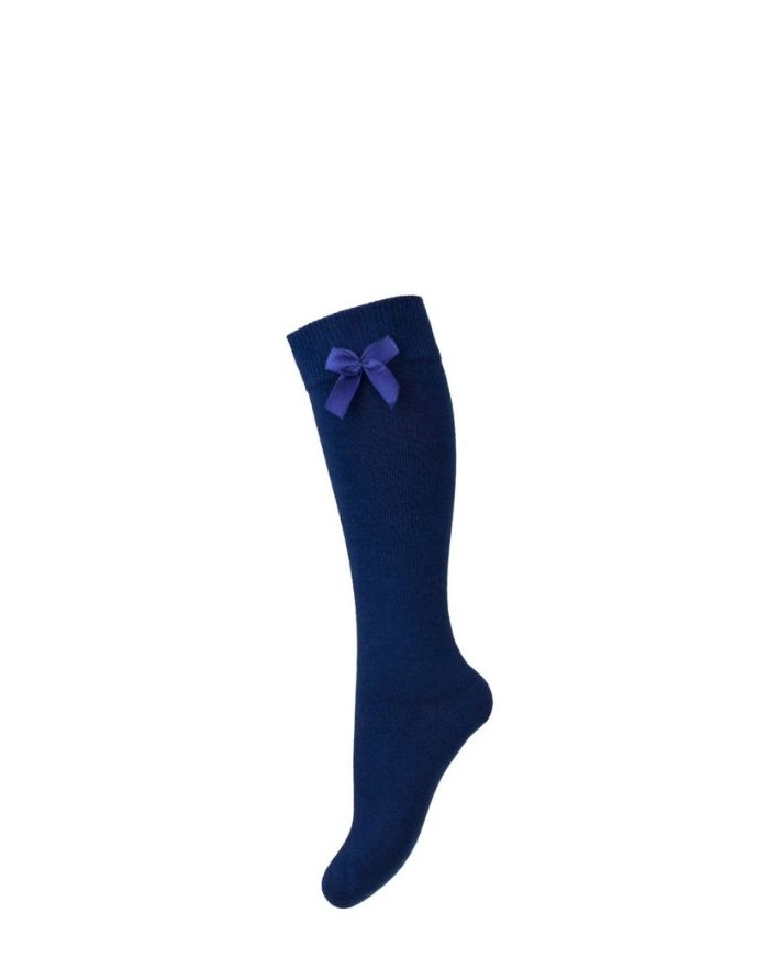 Children's socks "Cotton Knee With a Bow" Navy Blue