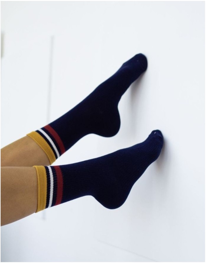 Women's socks "Ribbed With Stripes" Navy Blue