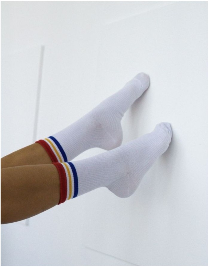 Women's socks "Ribbed With Stripes" White7