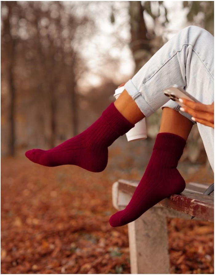 Sieviešu zeķes "Ebba Alpaca Wool" Claret