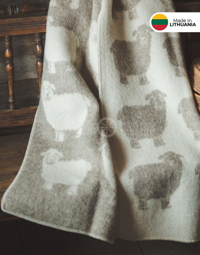 Natural wool blanket "Sheep Beige" 130x200 cm