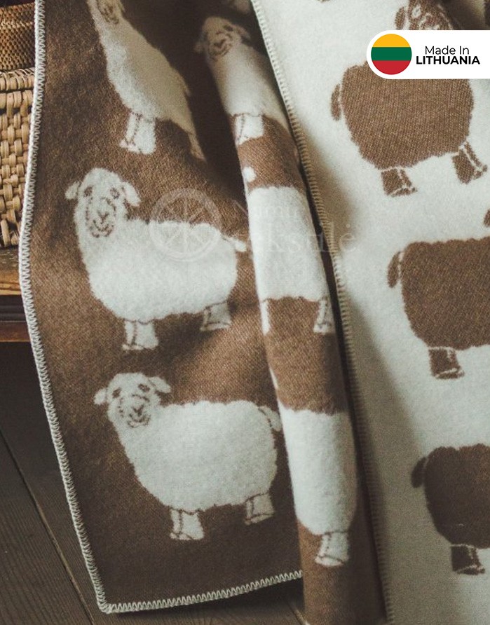 Natural wool blanket "Sheep Brown" 130x200 cm