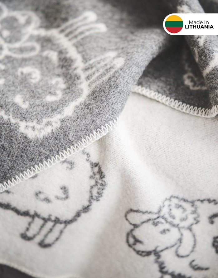 Dabīgas vilnas sega "Lamb Grey" 130x200 cm