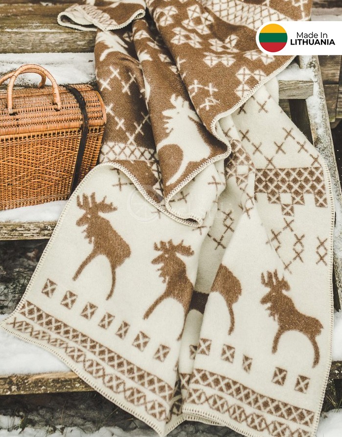 Dabīgas vilnas sega "Moose Brown" 130x200 cm