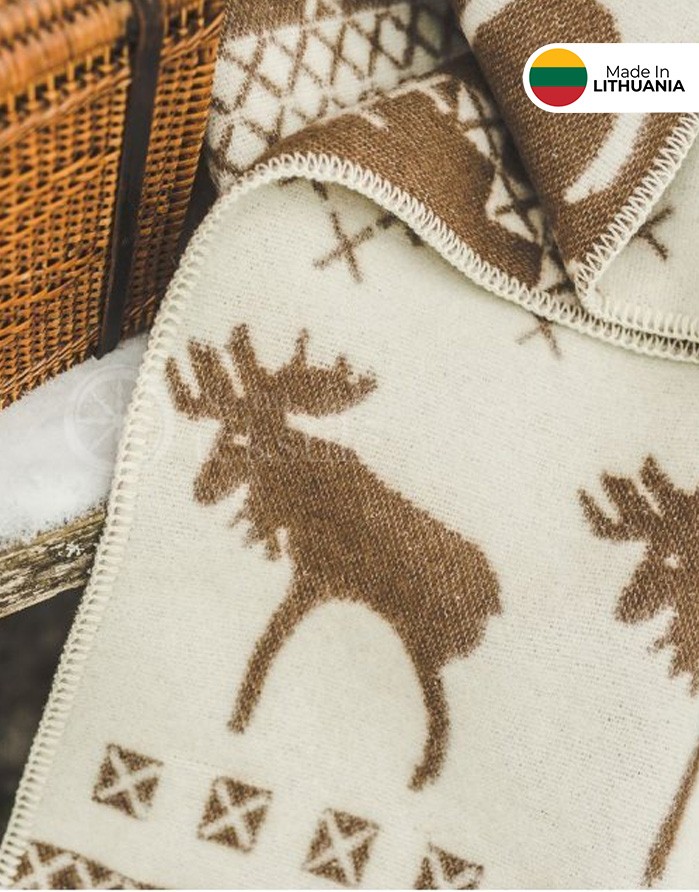 Dabīgas vilnas sega "Moose Brown" 130x200 cm