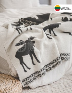 Одеяло из натуральной шерсти "Solid Moose Black" 130x200 cm