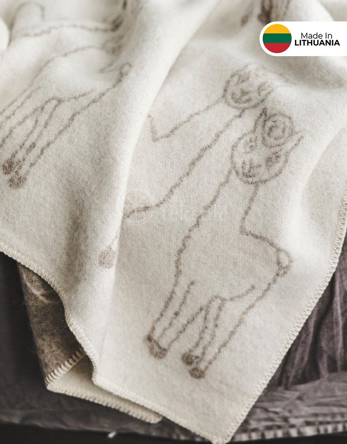 Natural wool blanket "Alpaca Beige" 130x200 cm