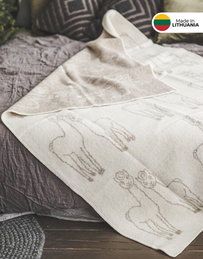 Dabīgas vilnas sega "Alpaca Beige" 130x200 cm