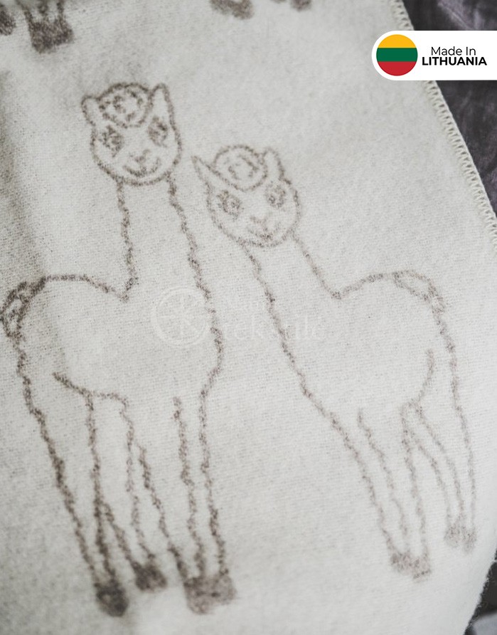 Natural wool blanket "Alpaca Beige" 130x200 cm