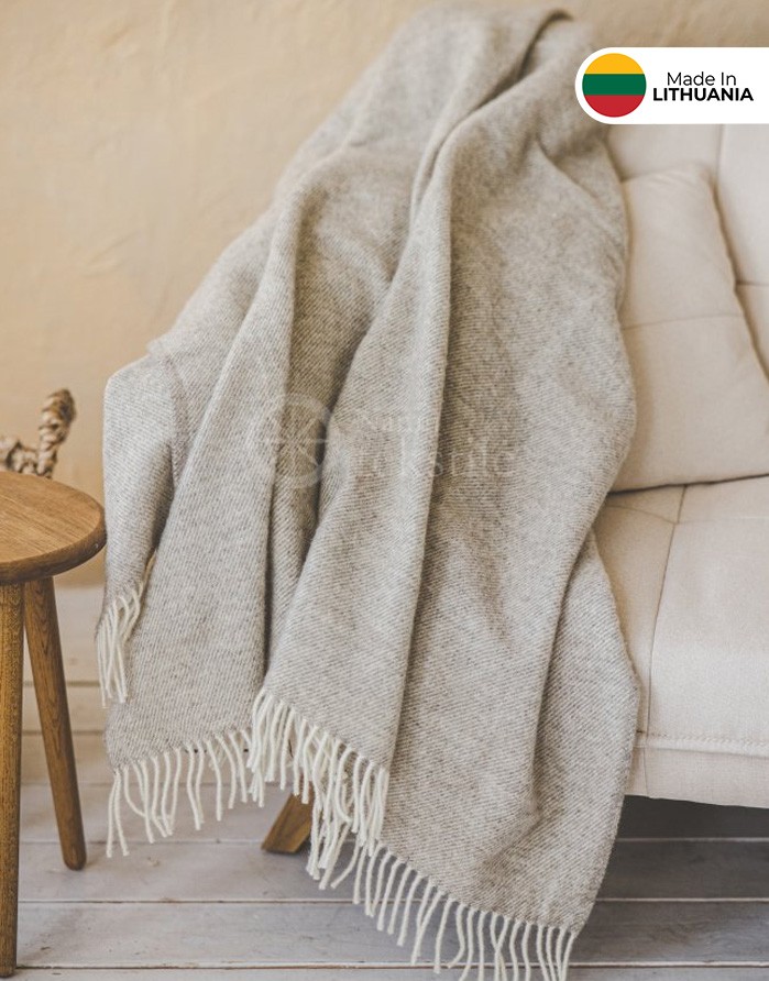 Dabīgas vilnas sega "Lines Beige" 140x240 cm