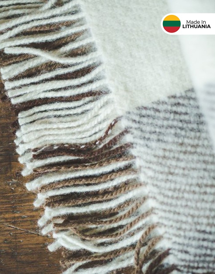 Natural wool blanket "Lota Brown" 130x210 cm