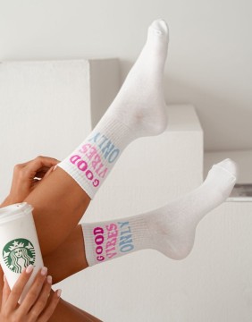 Женские носки "Good vibes only" White