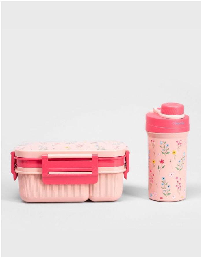 Lunch box with bottle set "Lusy, Rose"