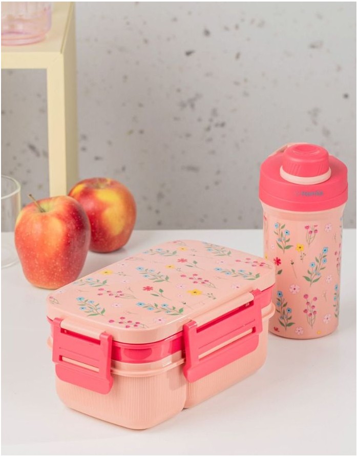 Lunch box with bottle set "Lusy, Rose"