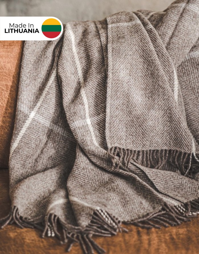 Natural wool blanket "Elegant Brown" 140x240 cm