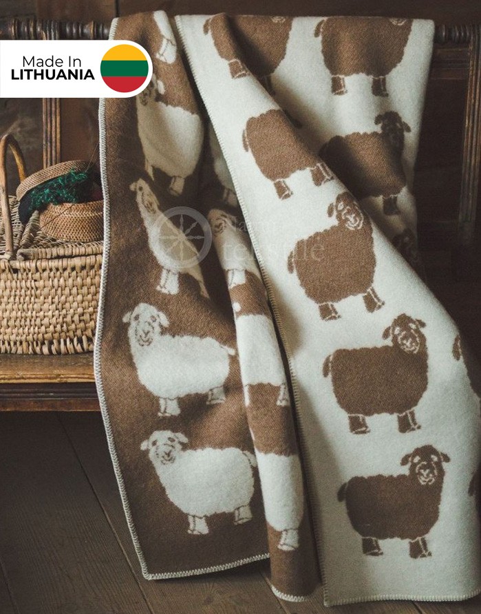Одеяло из натуральной шерсти "Sheep Brown" 130x200 cm