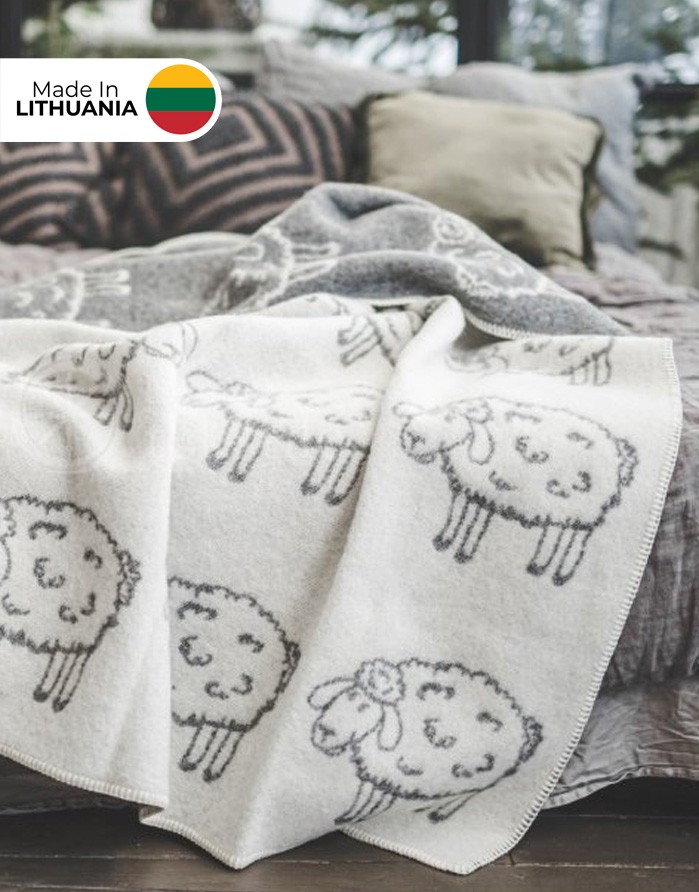 Одеяло из натуральной шерсти "Lamb Grey" 130x200 cm