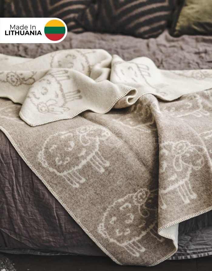 Dabīgas vilnas sega "Lamb Beige" 130x200 cm