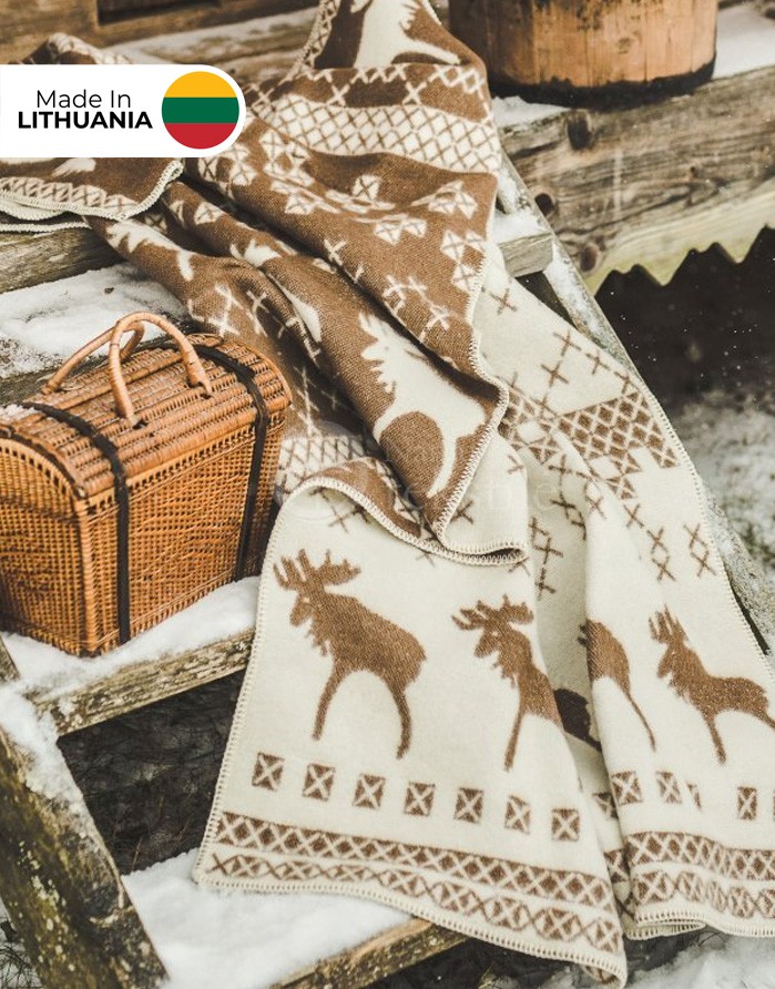 Dabīgas vilnas sega "Moose Brown" 130x200 cm