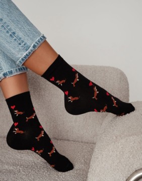 Женские носки "Valentine Dachshund Dog Black"