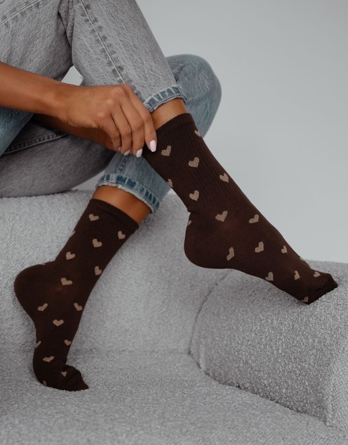 Women's socks "Little Hearts Brown"