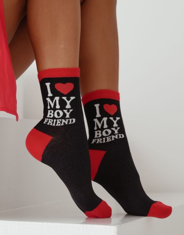 Женские носки "I Love My Boyfriend Black"