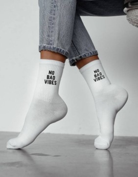 Sieviešu zeķes "No Bad Vibes White"