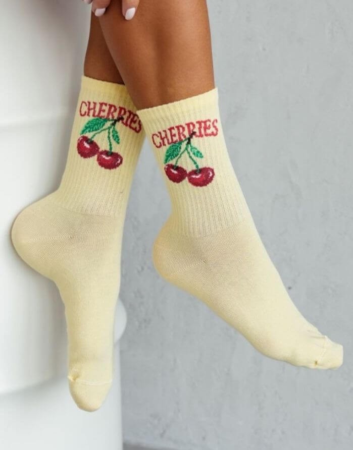 Women's socks "Cherries Yellow"