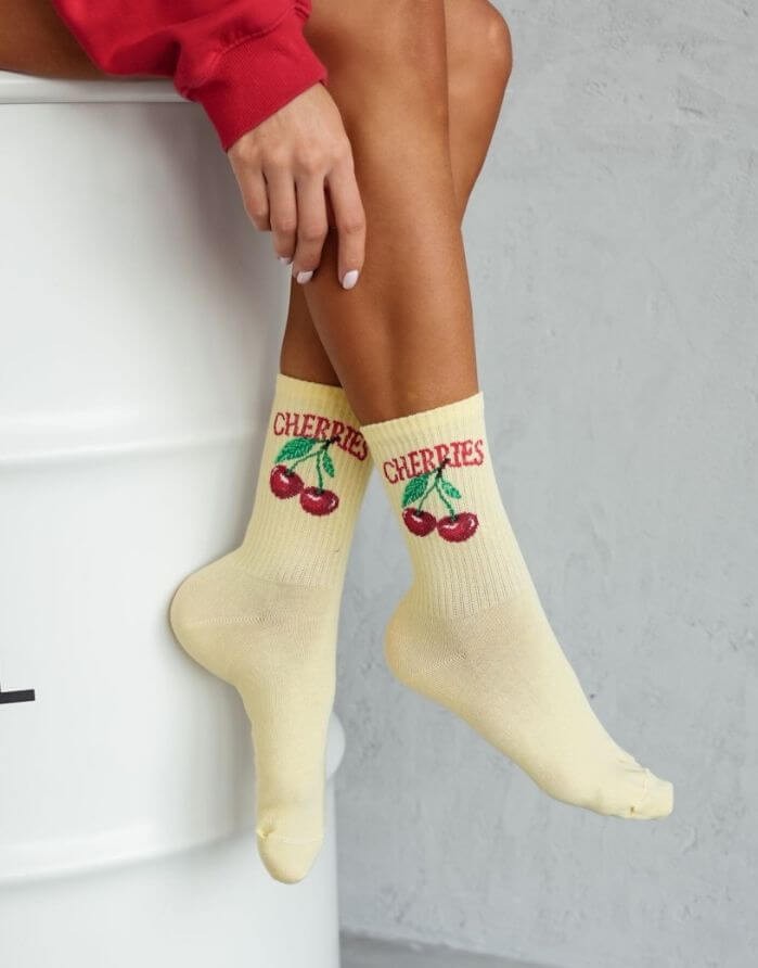Sieviešu zeķes "Cherries Yellow"