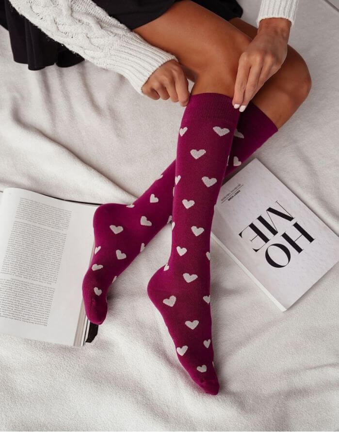 Sieviešu zeķes "Hearts Bordo"