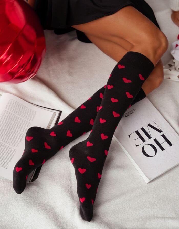 Women's socks "Hearts Black"