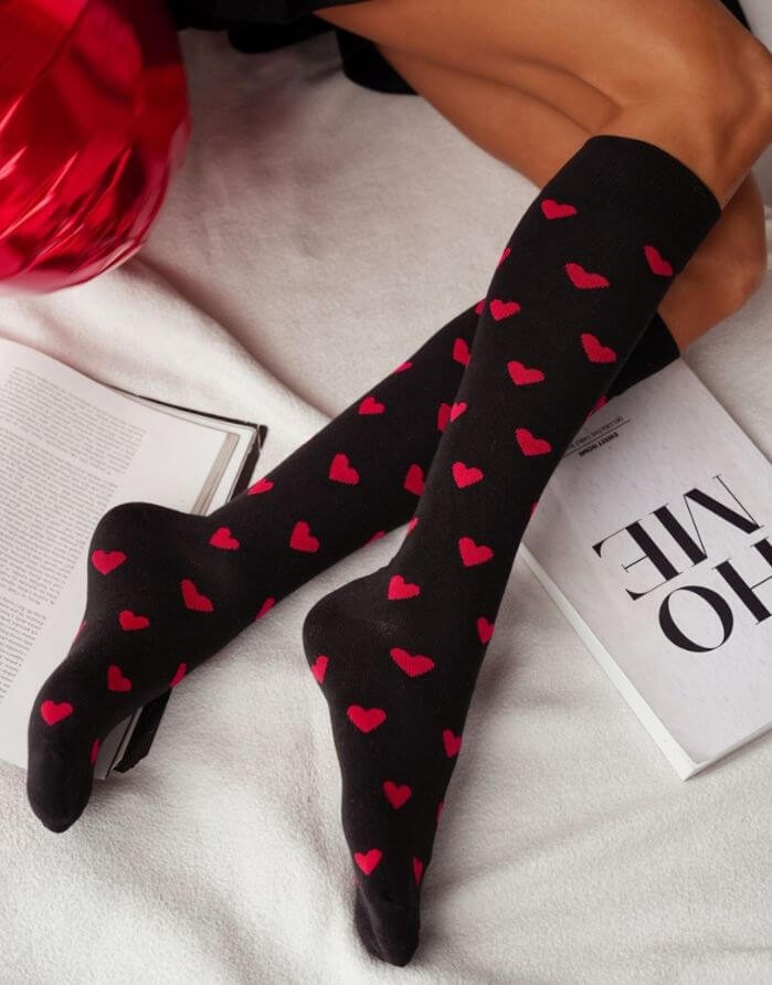 Women's socks "Hearts Black"