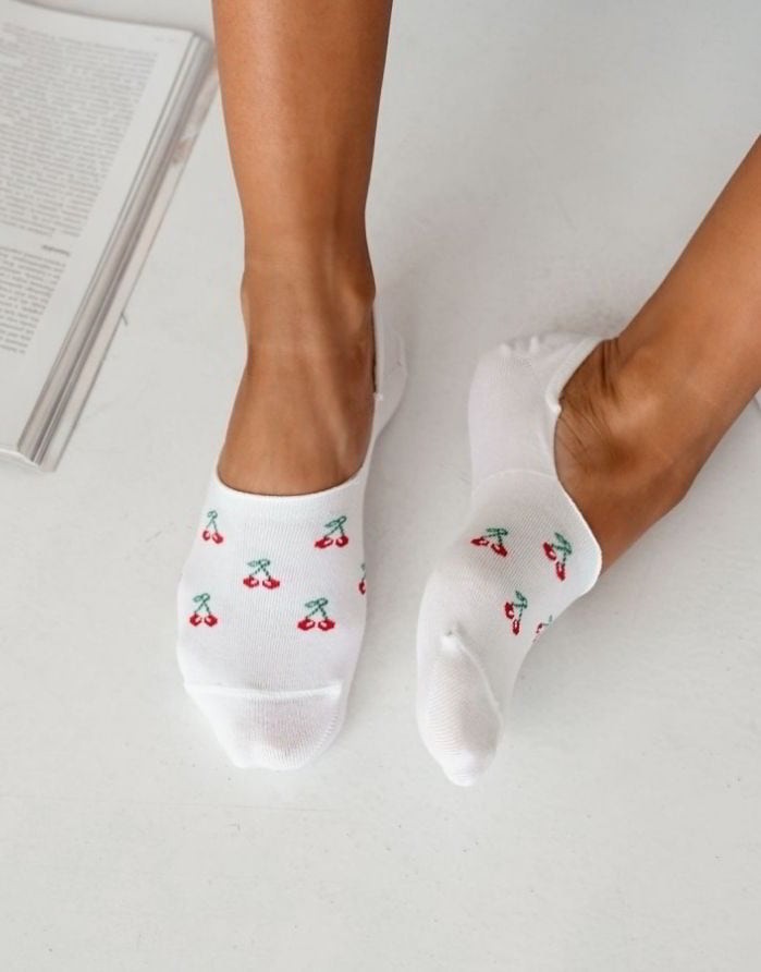 Women's socks "Little Cherries White"