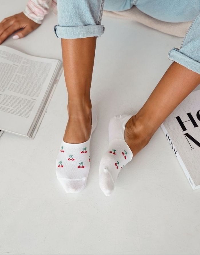 Women's socks "Little Cherries White"