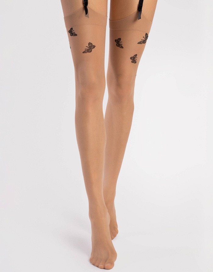 Sieviešu zeķes "Farfalle Nude Black" 20 Den