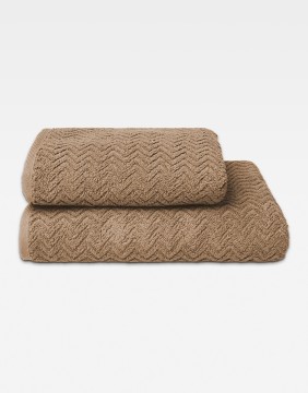Cotton Towel "Zigzag Taupe"