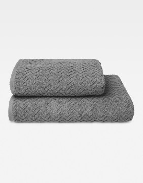 Cotton Towel "Zigzag Hellgrau"